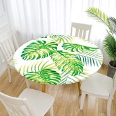 rond tafelkleed waterdicht creatief 3D-geprint tafelbeschermer elastische rand polyester tafelkleed voor keuken, eetkamer, tuin of camping (Monstera, 120 cm)
