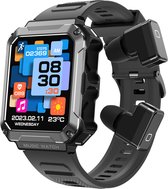 WizBay Premium Select™ 3in1 Sport Smartwatch MP3 Player 1.96inch HD Retina met EARBUDS - 400mAh Watch - 40mAh Earbuds - Opslaan Music op de Smartwatch tot 4GB - Bluetooth Bellen - AI Voice - O2 Bloeddruk - Magnetic Laden - Zwart