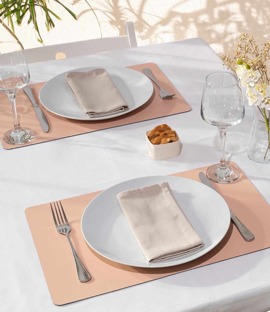 Placemat Set - Gerecycled Leer - 28,5 x 43,5 cm - 4 Stuks - Macaron