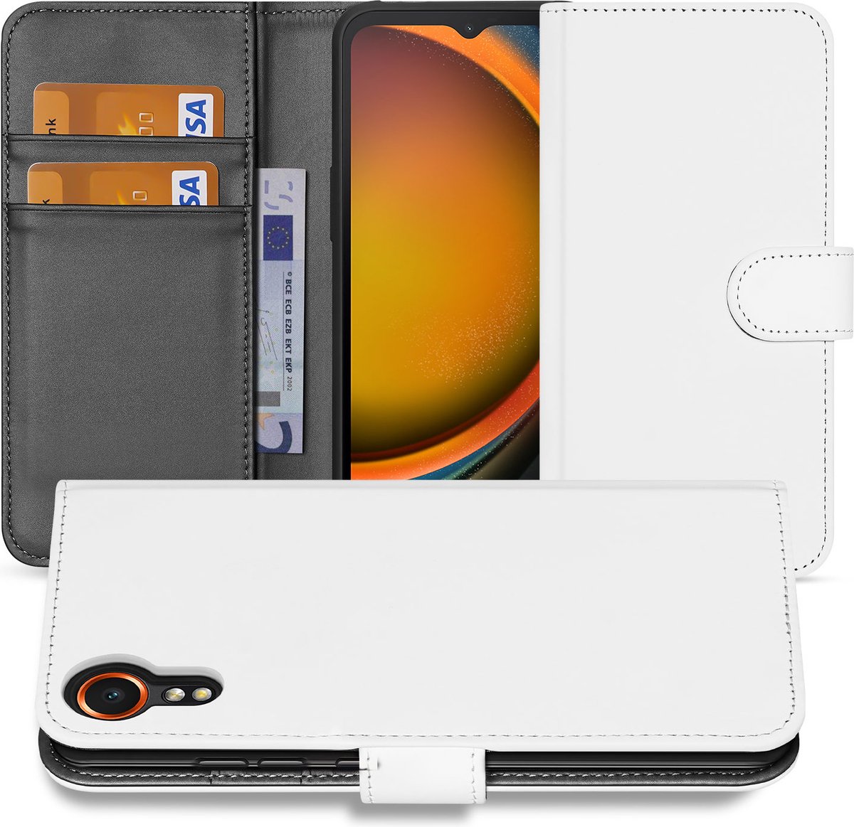 Book Case Telefoonhoesje Geschikt voor Samsung Galaxy Xcover 7 Wit met Pasjeshouder