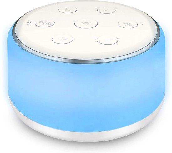 Klikklak White noise machine - White noise - voor baby’s - Rustgevende geluiden - Timer - 34 verschillende geluiden - Nachtlamp - 7 kleuren - Wit