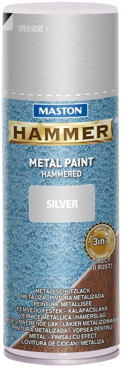 Maston Hammer - metaalverf - zilver - hamerslag - spuitverf - 400 ml - spuitbus verf