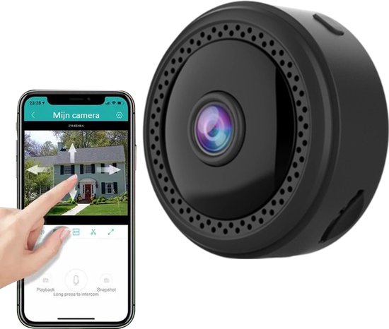 Heuts Goods - Caméra Spy - 1080P Full HD - WiFi avec App - Vision Nocturne - Incl. Carte SD 64 Go - Caméra de sécurité intérieure - Caméra cachée - Enregistrement sonore - Ronde