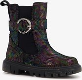 TwoDay leren meisjes Chelsea boots zwart metallic - Maat 24 - Uitneembare zool