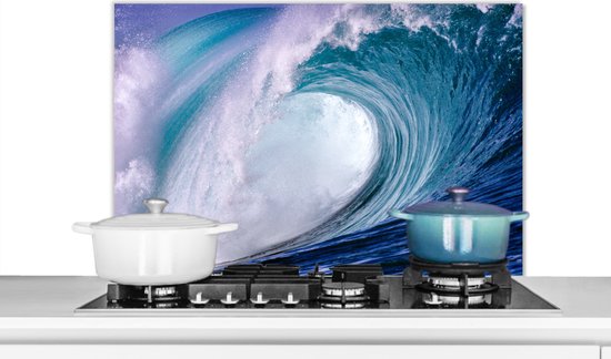 Spatscherm keuken 80x55 cm - Kookplaat achterwand Zee - Hawaii - Golf - Muurbeschermer - Spatwand fornuis - Hoogwaardig aluminium