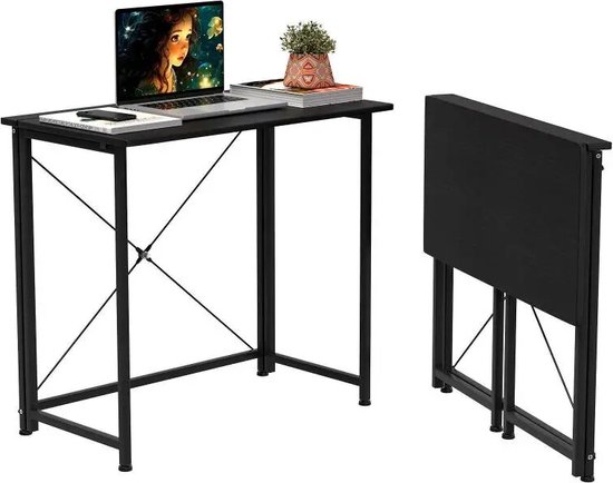 Opvouwbare tafel Bureau -Computerbureau -voor thuiskantoor -Studie -Opvouwbare pc-tafel -Met Kaartsleuf -Zwart