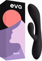 Eva® Nova - Intens Dubbel Plezier Vibrator - Diepgaande Clitoris en G-spot Stimulatie - Whisper-Stil & Discreet - Perfect voor Vrouwen & Koppels - Stijlvol Rabbit Design - Seksspeeltjes - Premium Dildo - Sex Toys | Betoverend Obsidian Zwart
