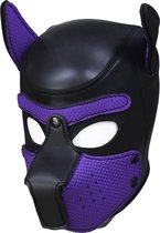 Petplay Hondenmasker met kraag, zacht latex, hondenmasker met oren, puppymasker, hondenmasker, afneembare mond, geschikt voor Halloween, vakantiefeest (L, zwart