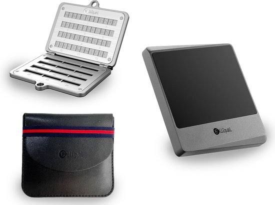 Ellipal Titan Mini + Seed Phrase Steel + Leather Case Zwart - Ultimate bundel - Hardware Wallet set - Air Gapped