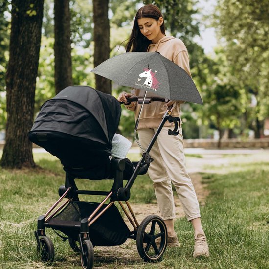 Parasol avec support universel - Parasol de poussette réglable avec protection solaire UV - Parasol de poussette avec ouverture manuelle - Diamètre 68 cm - (cheval à bascule)