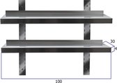 HCB® - Professionele Wandschap van metaal - Dubbel wandschap - RVS / INOX - Muurplank - wandplank - Horeca - 100x30x3 cm (BxDxH) - 15 kg