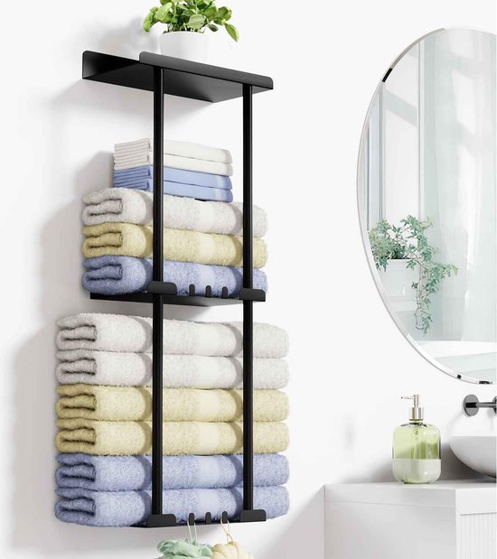 DanDiBo Handdoekhouder metaal zwart rups toilet wandmontage handdoekrek gasten badkamer gastendoekhouder