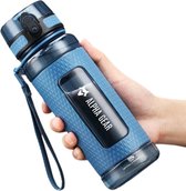 Alpha Gear Waterfles - 800ml Liter - Bidon - 800ml - BPA vrij - Geurloos - Drinkfles Volwassenen - Sport fles - Water Bottle - Blauw