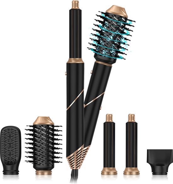 Luxe 5 in 1 Fohnborstel - Krultang - Fohn - Krultang 5 in 1 - Multistyler - Airstyler - Haarborstel - Hairwrap - Krulfohn - 5 Opzetstukken