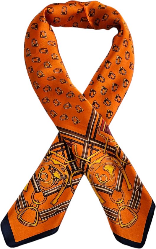 Dames sjaaltje satijn Orange 70x70 CM -Youhomy accessoires Sjaaltje- Hoofdsjaal - Cadeau voor vrouwen ,dames- Stewardess Sjaaltje- Moederdag cadeau| Koningsdag sjaaltje bandana| EK WK voetbal