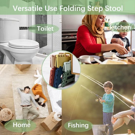 Opvouwbare keukenkruk, klaptrap, badkruk, inklapbare tuin, klapstoel, kleine kindervoetenbank, kindertrede, klimhulp, wastafel voor kinderen en volwassenen, 18 cm hoog, groen van Livoo — afbeelding 4