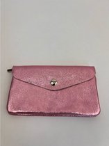 Portemonnee GROOT Lichtroze metallic - 16 x 9 cm - Accessoire - Geld - Modern - Hip Trendy - Trendsetter - Wauw - Fashion - Trending - Zak formaat - Handig - Gadget - Wallet - Blush Purse - Make up - Accessoires - Dames - Kinderen - Vrouw - Metallica