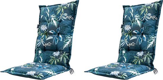 Madison - Coussin de chaise de jardin dossier haut 123x50 - Blauw - Blue Mauel - 2 Pièces