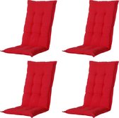 Madison - Coussins de jardin dossier haut Panama Rouge - 123x50 - Rouge - 4 Pièces