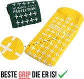 Human Protection Antislip Sokken - Valpreventie voor Ziekenhuis & Thuis - Disposable, Dubbele Grip - Groen/Geel - Maten M/L - Latexvrij, 80% Katoen 20% Polyester - Per Paar