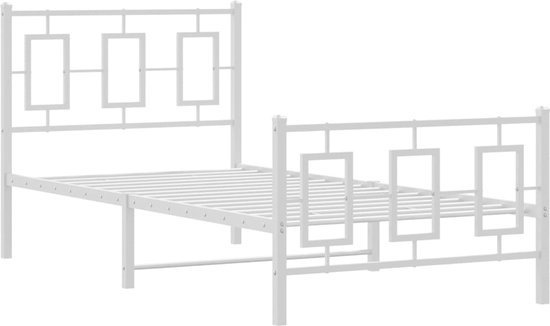 Bedframe met hoofd- en voeteneinde metaal wit 90x200 cm kopen