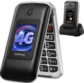 USHINING - 4G Senioren Mobiele Telefoon - Grote Toetsen - SOS-Knop