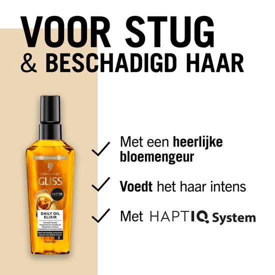 Gliss Oil Nutritive - Daily Oil Elixer - Haarverzorging - Haar Olie - Voeding - Stug en Beschadigd Haar - Voordeelverpakking - 6x 75ml