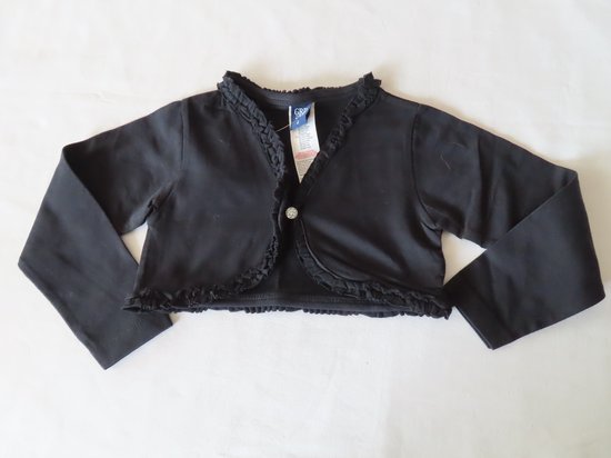 Bolero - Kort gilet - Meisjes - Zwart Effen - 4 jaar 104