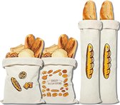 4 stuks linnen broodzakken, bewaren vers houden, broodzakken, herbruikbare linnen zakken voor stokbrood bewaren, wordt gebruikt voor het conserveren van brood, groenten en fruit