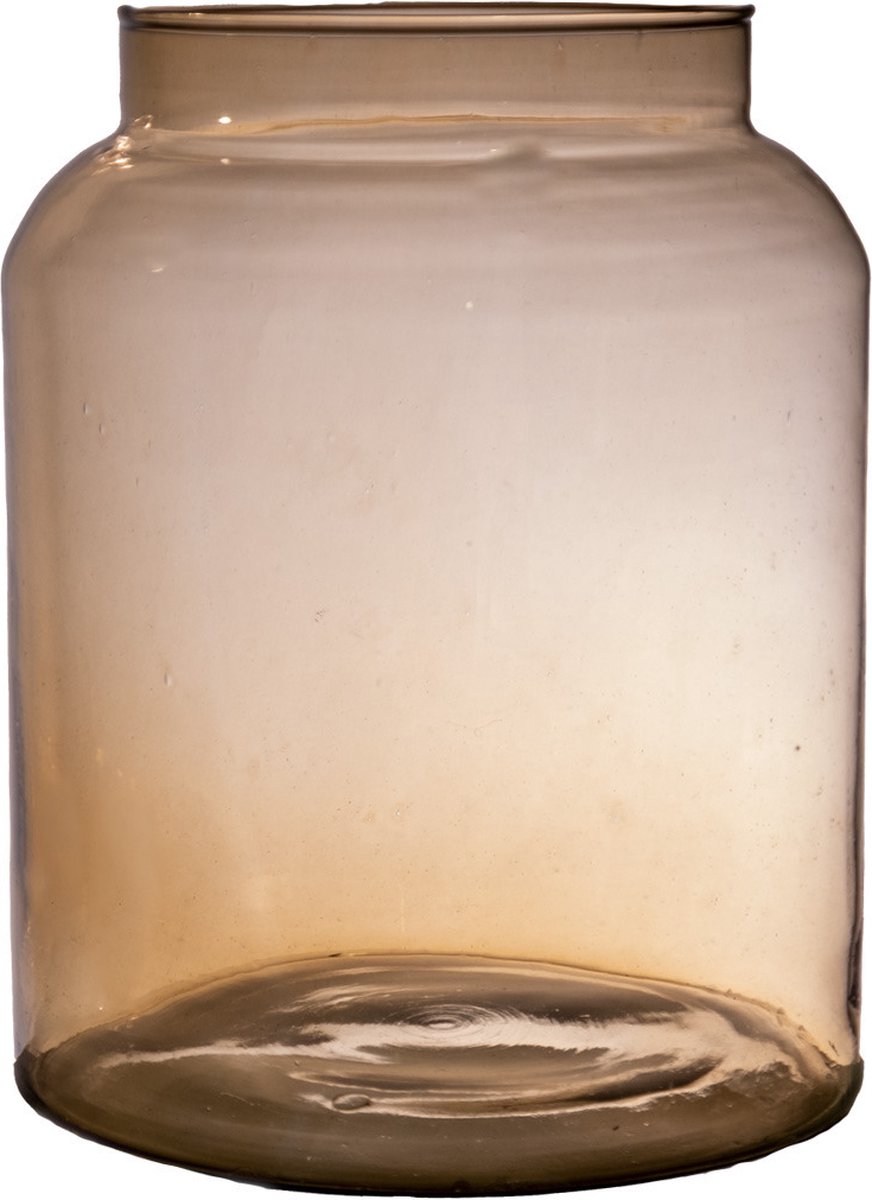 Hakbijl Glass Bloemenvaas Shape - transparant amber - eco glas - 19 x 25 cm - Melkbus vaas