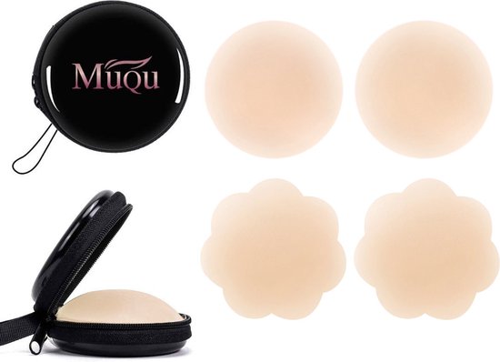 MuQu 2 Paar Nipple Covers - Tepelcovers - Herbruikbaar - Tepelplakkers –Tepel bh - Siliconen – Tepelbedekkers – Met Reisdoos