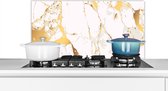 Spatscherm keuken 80x40 cm - Kookplaat achterwand Marmer - Goud - Wit - Chic - Muurbeschermer - Spatwand fornuis - Hoogwaardig aluminium