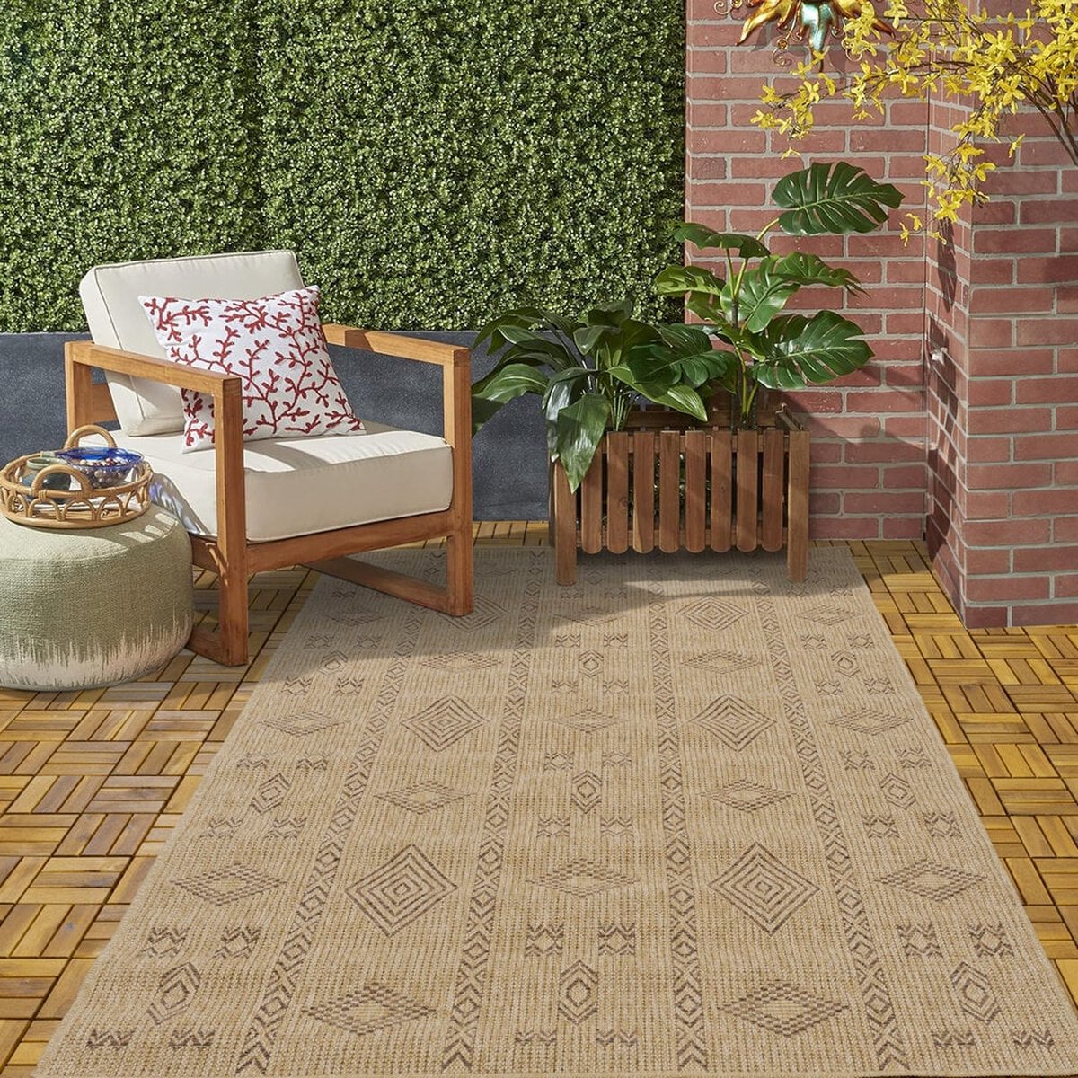 flycarpets Lucia Naturel Sisal Buitenkleed Voor Binnen & Buiten Vloerkleed - Beige - 280x370 cm