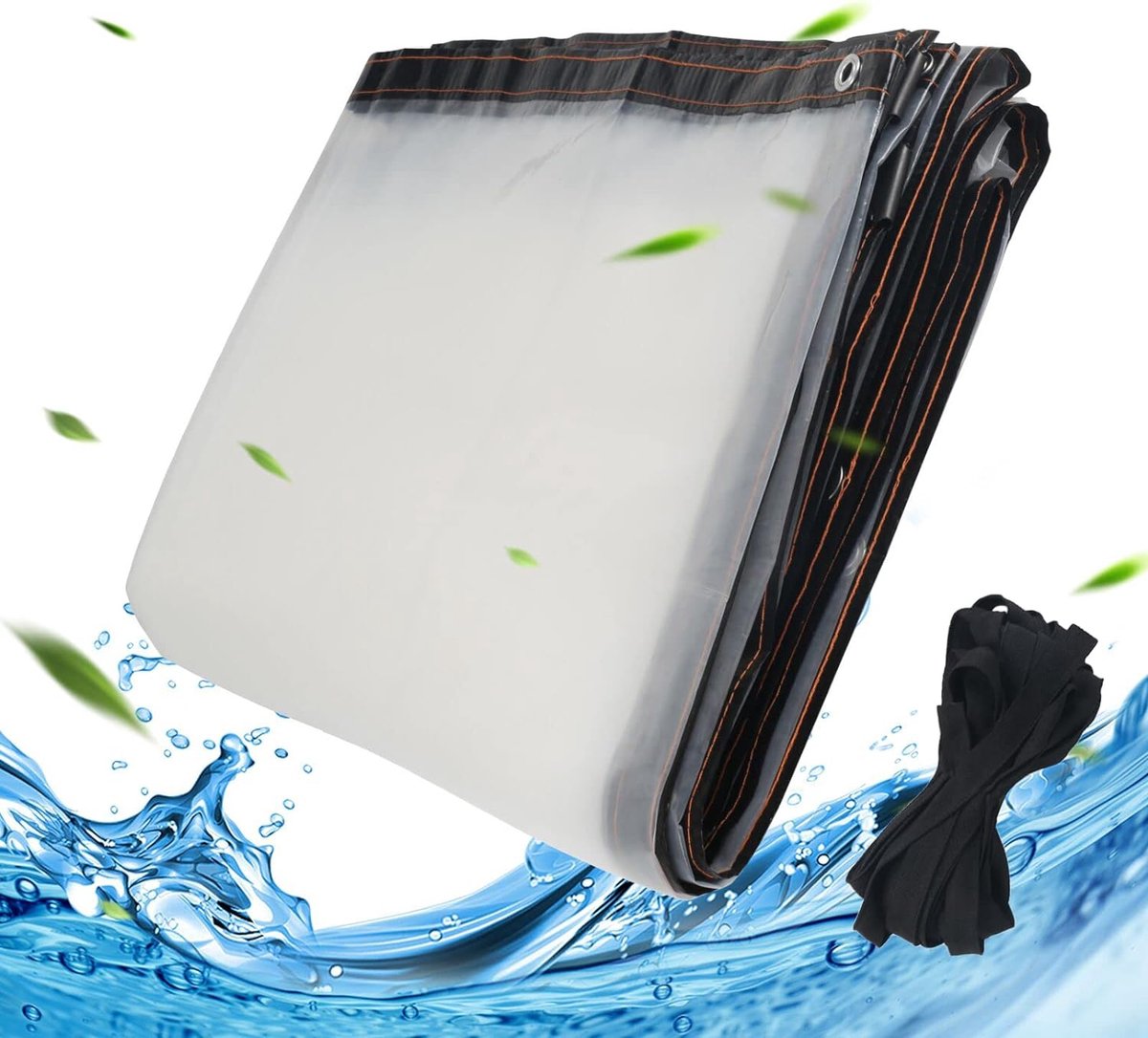 FOGAWA 2 X 2 M Bâche Transparente Avec œillets, 400g/m² Bâche Imperméable En PVC, Bache De Protection Exterieur, Avec 10m De Corde De Fixation, Pour Jardins, Serres, Plantes, Piscines, Garages