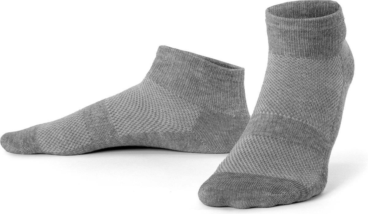 Ecorare® - Yogasokken - Lage gripsokken - Sportsokken - Grijs - Maat S