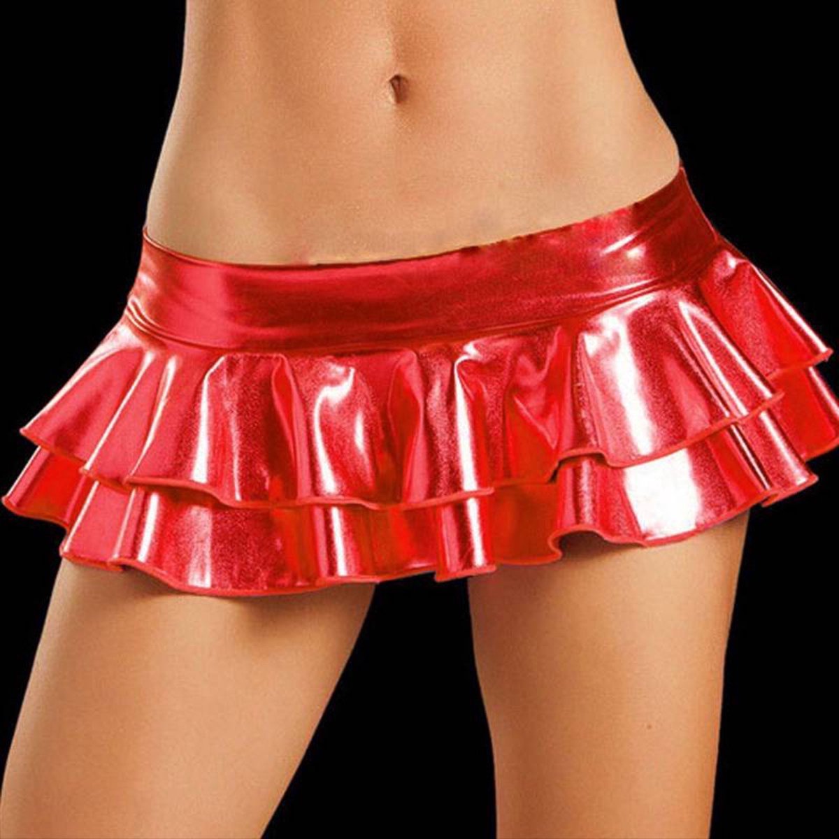 Goedkoopste CHPN - Latex look rokje - Sexy minirok - Erotische kleding - Nep Lakleer - Rood - Minirok - Sexy rokje - Latex look - One size