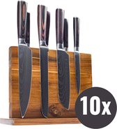 Sansu Japan Ensemble de 10 couteaux avec bloc en bois magnétique – Couteau de chef et acier inoxydable japonais – Coffret cadeau de Luxe inclus