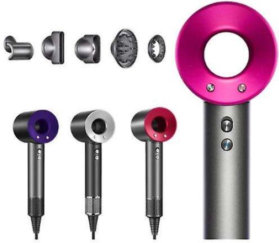 Professionele Haardroger - Zilver/Roze - Föhn met Diffuser - Ionische Haardroger - Haarföhn Incl. 5 magnetische opzetstukken - Ook voor krullen - Geen Dyson - Cadeau voor vrouw