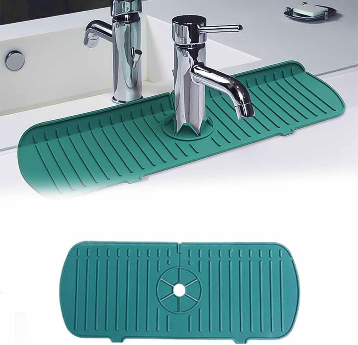 Siliconen kraanmat gootsteen splash guard keukenarmatuur afvoermat waterkraan handvat druppelvanger opvouwbare mat voor badkamer keuken en bar