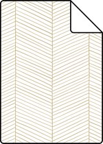 Proefstaal ESTAhome behangpapier visgraat-motief wit en goud - 139135 - 26,5 x 21 cm
