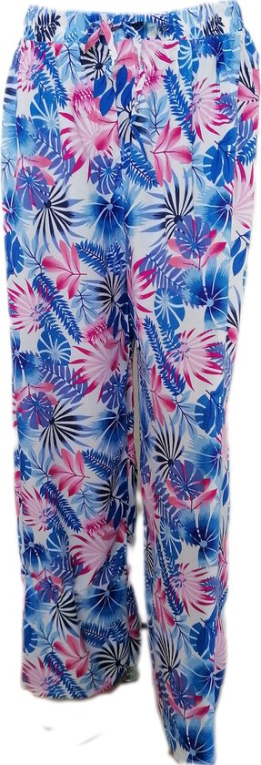Femme - Pantalons d'été - Pantalons - Pantalons de Yoga - Pantalons de plage - Femme - Jambe large - Comfort - Bande élastique - Couleur Bleu clair/Rose/Vert - Taille 44-46