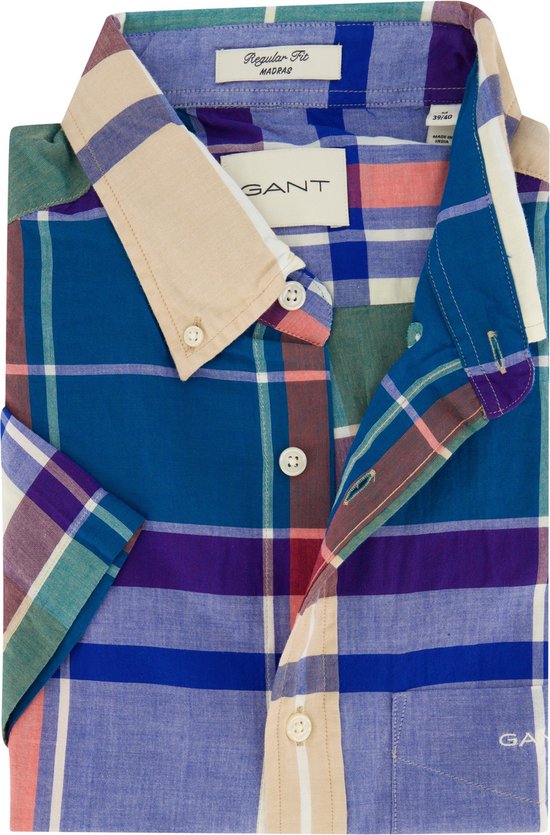 Gant casual overhemd korte mouw blauw