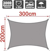 Schaduwdoeken - Zonnedoek - schaduwdoek waterdicht - schaduwdoek vierkant - 2x3 - UV resistent - grijs