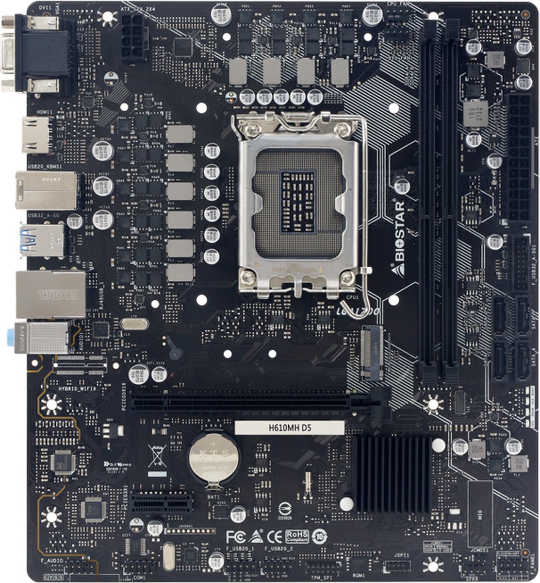 Biostar H610Mh D5 Moederbord Intel H610 Lga 1700 Micro Atx