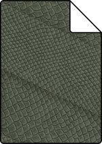 Proefstaal Origin Wallcoverings behang tegelmotief met slangenprint vergrijsd groen - 347793 - 26,5 x 21 cm