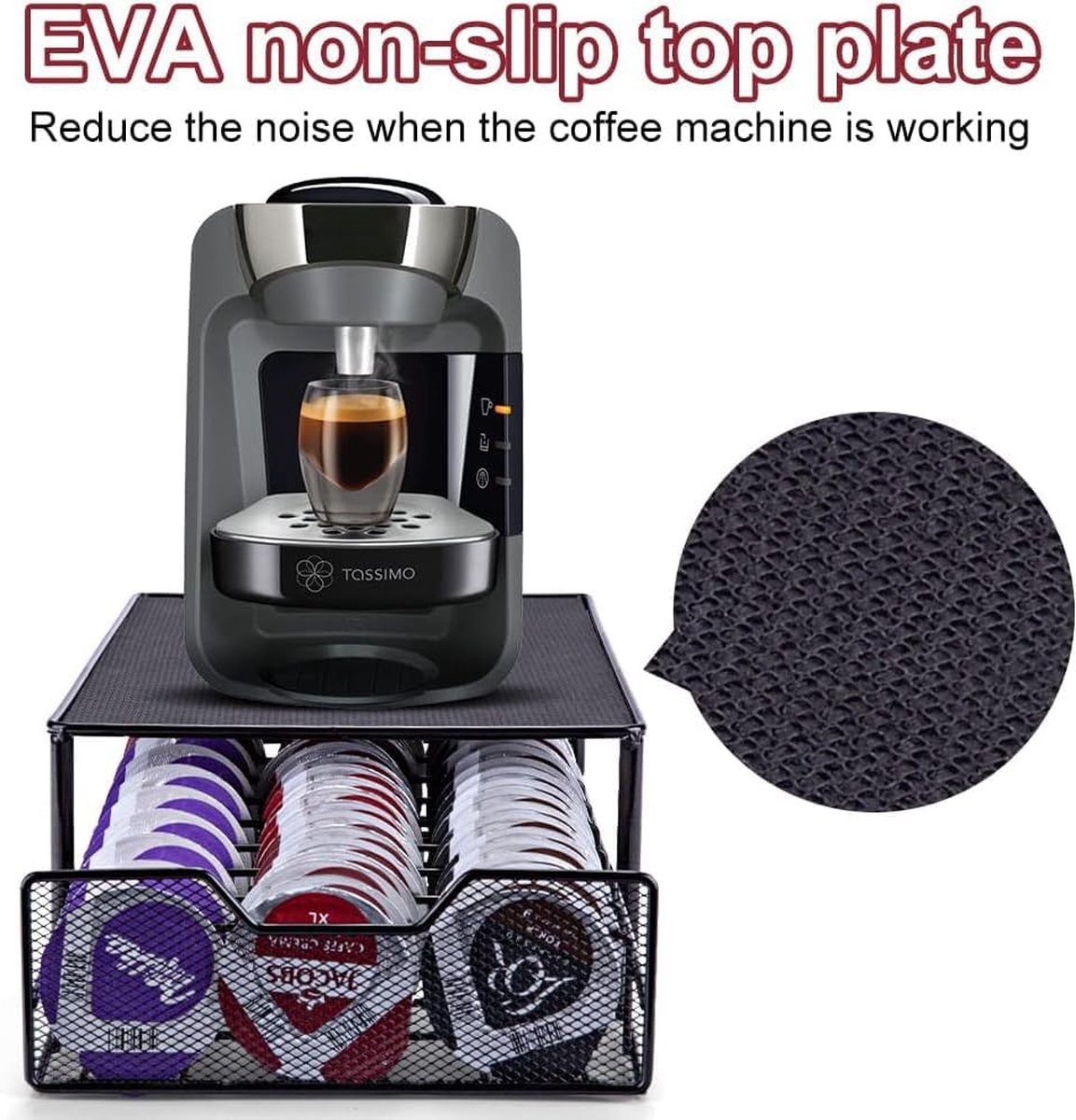 Greensen Coffee capsule holder, capsule holder with reticulated compartments, coffee capsule holder with drawer, 54 capsules, stacking stand, drawer box for storing coffee capsules