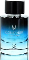 Iconic Nuit Pour Homme Cerulean eau de parfum in een glazen fles met blauwe gradiënt en zwarte dop.