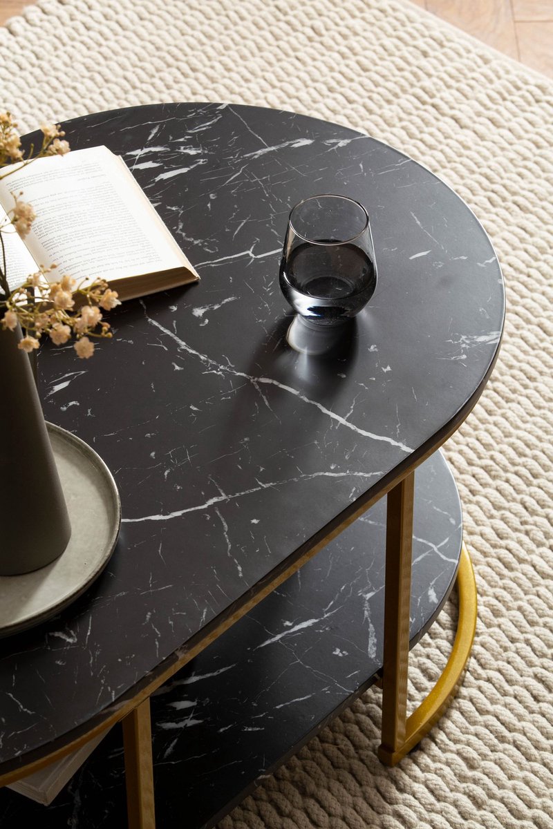 Wand- en vloertegel Marquina zwart-goud gemarmerd 59,7x119,7 cm gerectificeerd kopen