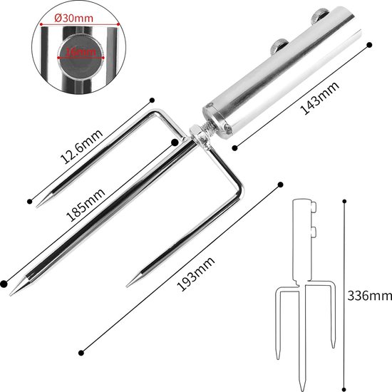 Rasendorn pour Parasol, Piquet de Sol, Support de Parasol, Brochette, réglable, résistant au Vent, Stable, Support de Parasol pour la pêche, la Plage, Le Camping, la pelouse