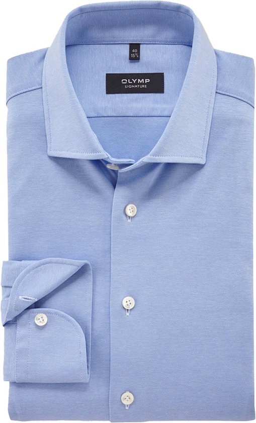 OLYMP - Signature Overhemd Jersey Lichtblauw - Heren - Maat 41 - Modern-fit